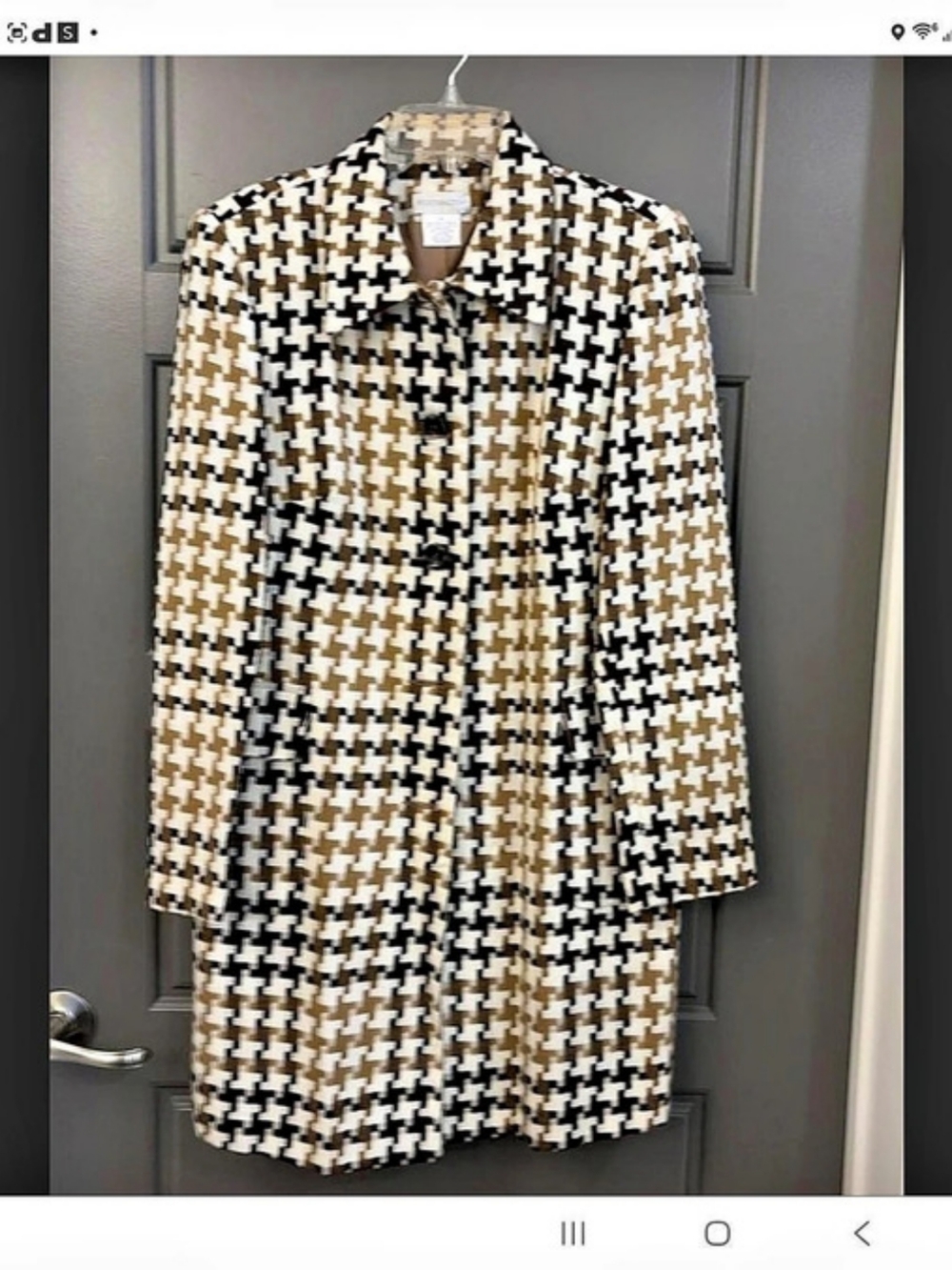 Worthington Houndstooth Trench Coat in Brown & White Size 14